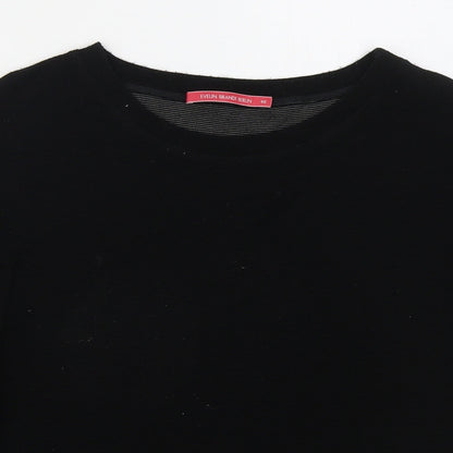 EVELIN BRANDT Womens Black Boat Neck  Viscose Pullover Jumper Size 12