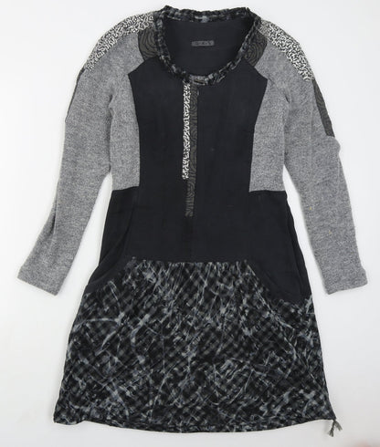 OKS Womens Grey  Acrylic Skater Dress  Size M  Round Neck Pullover -