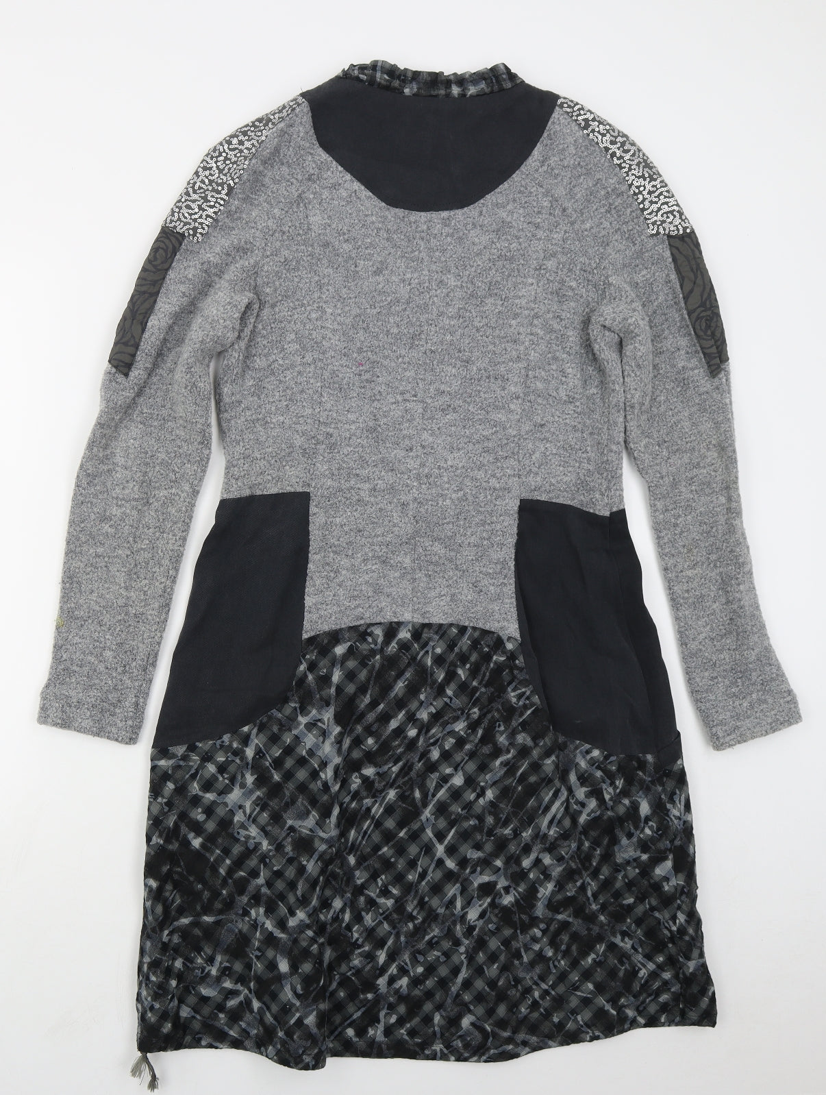 OKS Womens Grey  Acrylic Skater Dress  Size M  Round Neck Pullover -