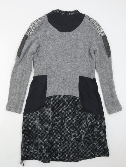 OKS Womens Grey  Acrylic Skater Dress  Size M  Round Neck Pullover -