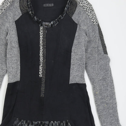 OKS Womens Grey  Acrylic Skater Dress  Size M  Round Neck Pullover -