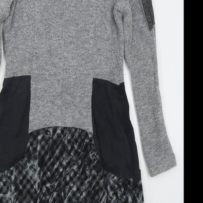 OKS Womens Grey  Acrylic Skater Dress  Size M  Round Neck Pullover -