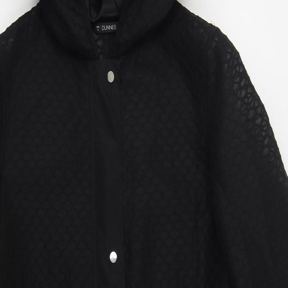 Dunnes Womens Black Geometric  Jacket Coat Size 12  Zip