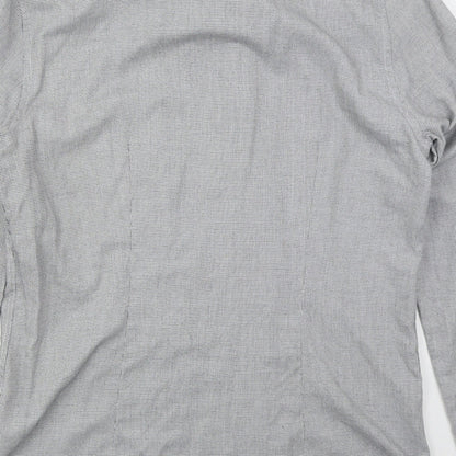 F&F Mens Grey Check Polyester  Button-Up Size 15 Collared Button