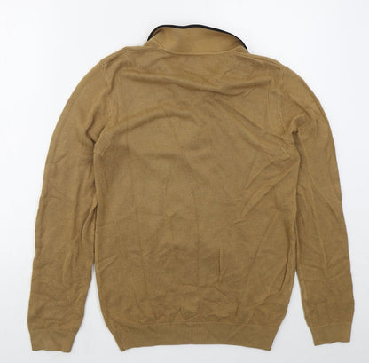 Topman Mens Brown Collared  Viscose Pullover Jumper Size M
