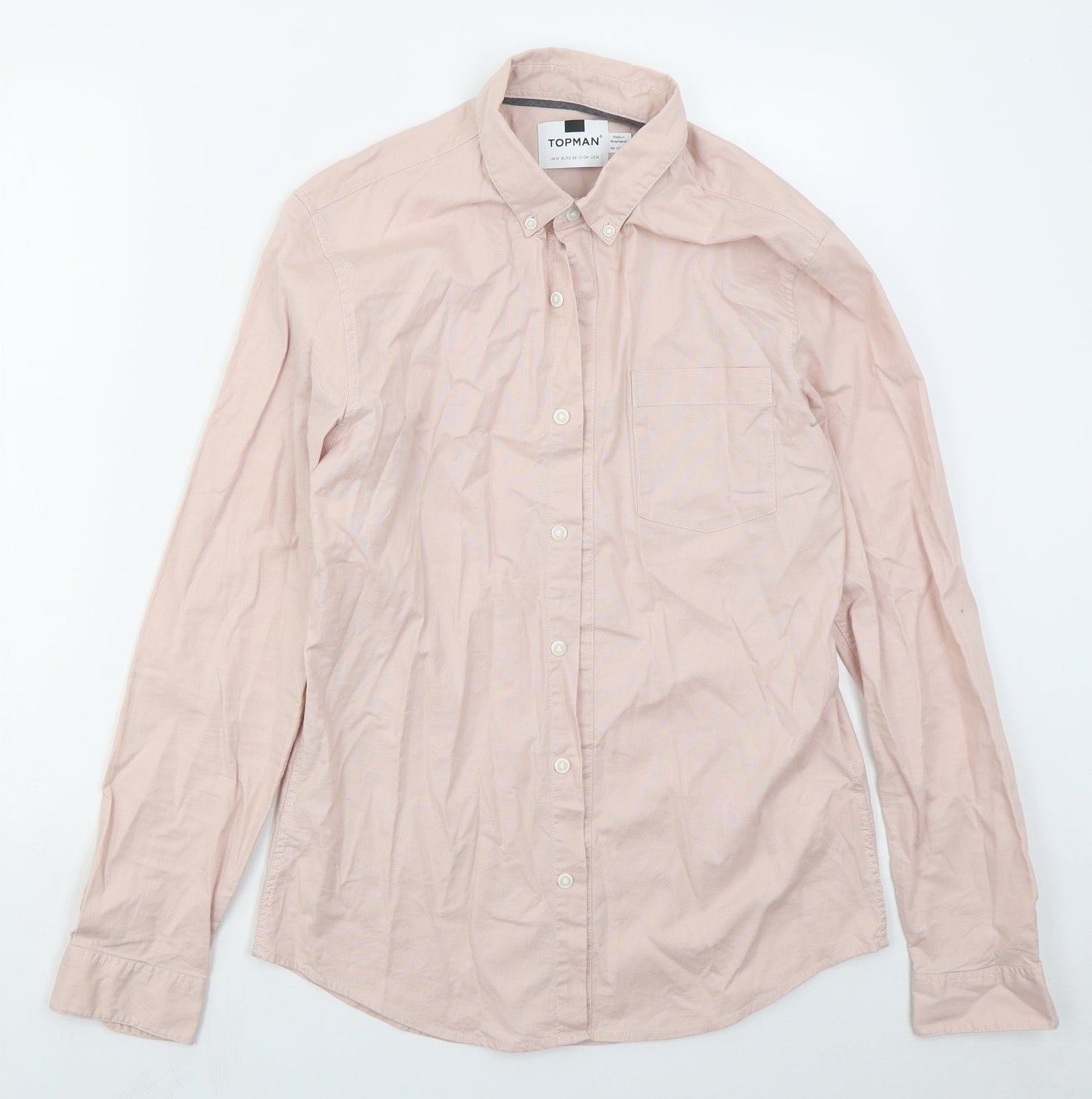 Mens UK Size M Topman Pink  Button-Up Long Sleeve Casual Shirt