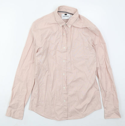 Mens UK Size M Topman Pink  Button-Up Long Sleeve Casual Shirt