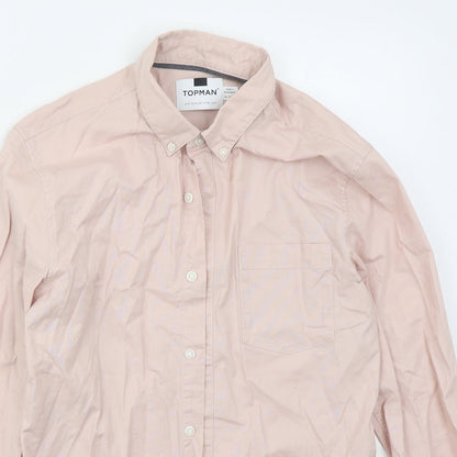 Mens UK Size M Topman Pink  Button-Up Long Sleeve Casual Shirt