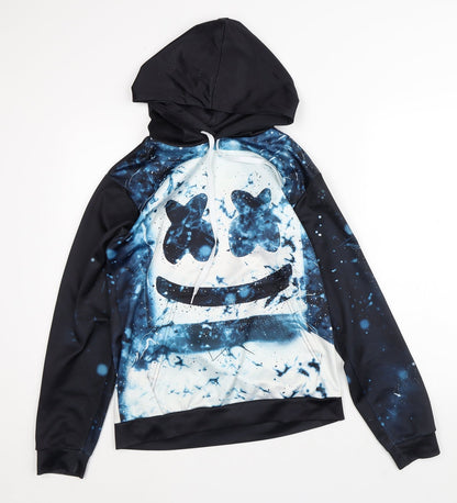 Mens UK Size S Preworn Black Pullover Hoodie