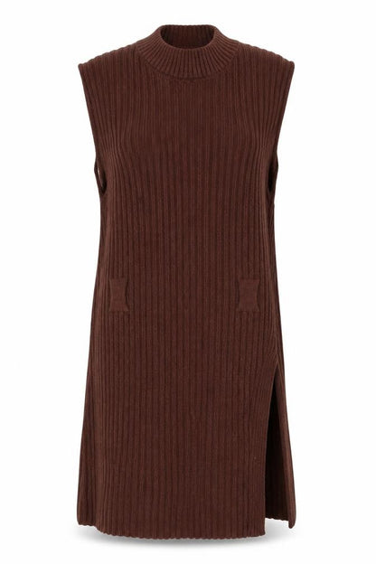 Preworn Womens Brown  Polyester Jumper Dress  Size S  Crew Neck
