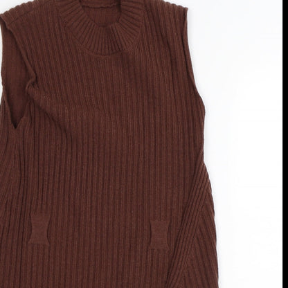 Preworn Womens Brown  Polyester Jumper Dress  Size S  Crew Neck