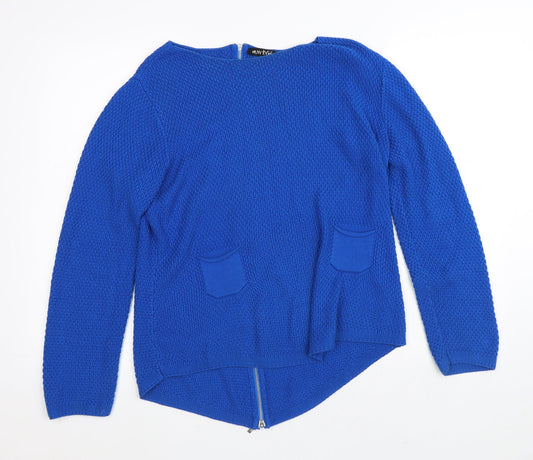 Marble Womens Blue Crew Neck  Acrylic Cardigan Jumper Size M   - Zip on back