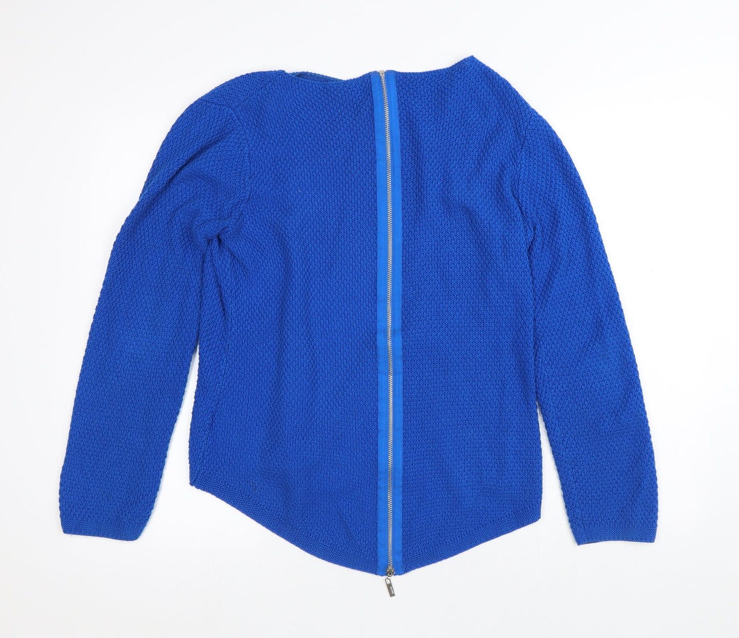 Marble Womens Blue Crew Neck  Acrylic Cardigan Jumper Size M   - Zip on back