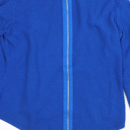 Marble Womens Blue Crew Neck  Acrylic Cardigan Jumper Size M   - Zip on back