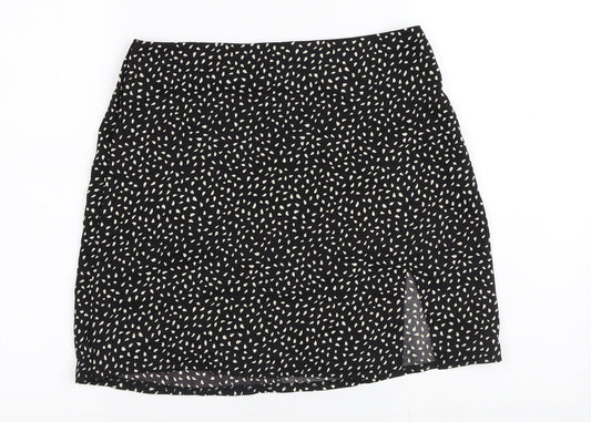 SheIn Womens Black Geometric Polyester A-Line Skirt Size M
