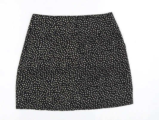 SheIn Womens Black Geometric Polyester A-Line Skirt Size M