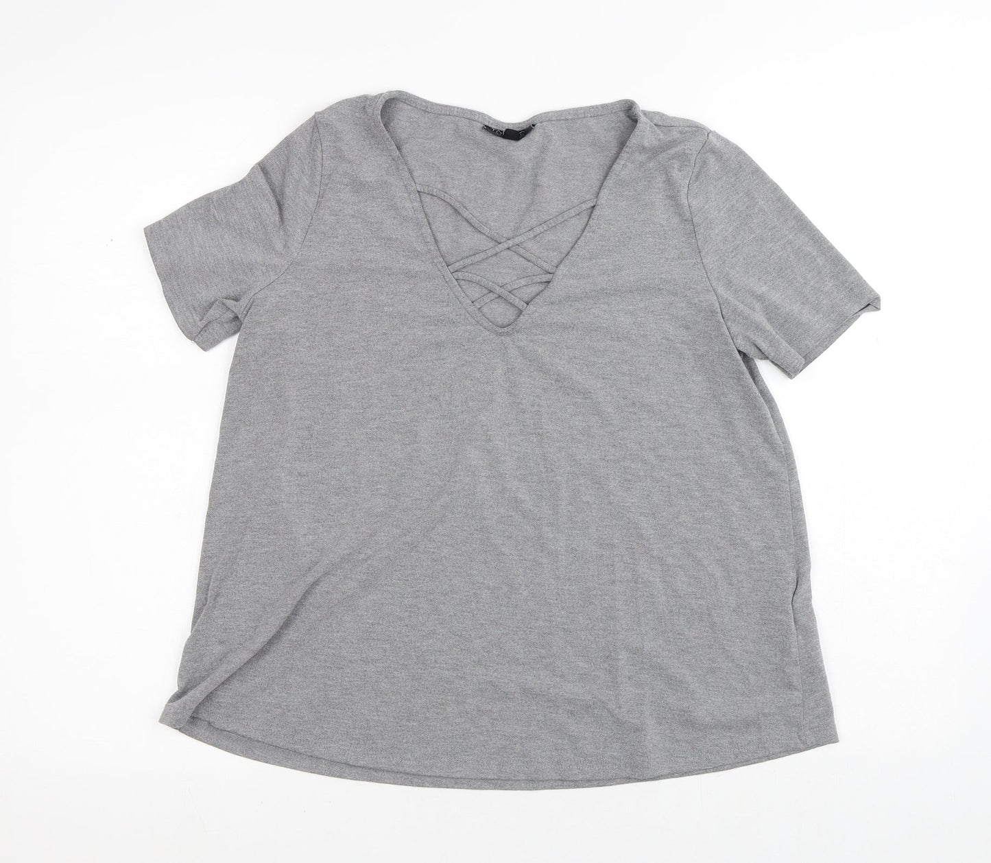 Womens UK Size 8 Topshop Grey Basic T-Shirt