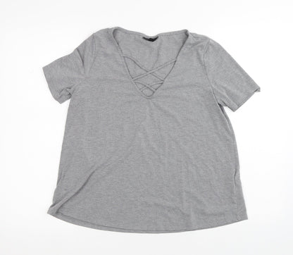 Womens UK Size 8 Topshop Grey Basic T-Shirt