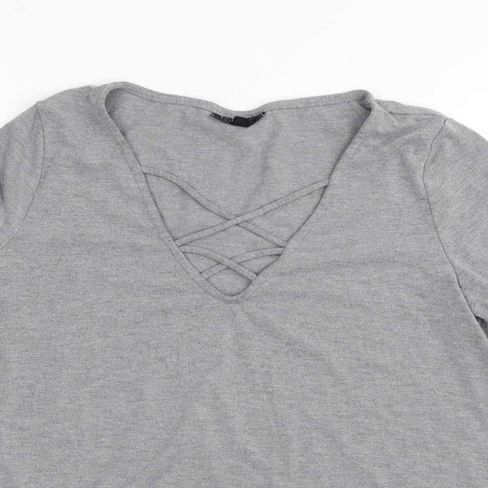 Womens UK Size 8 Topshop Grey Basic T-Shirt