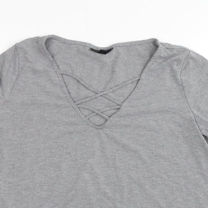Womens UK Size 8 Topshop Grey Basic T-Shirt
