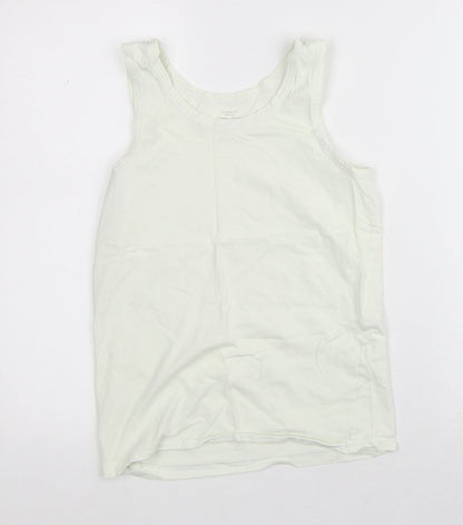 Smart Start Girls White  100% Cotton Basic Tank Size 10-11 Years Round Neck