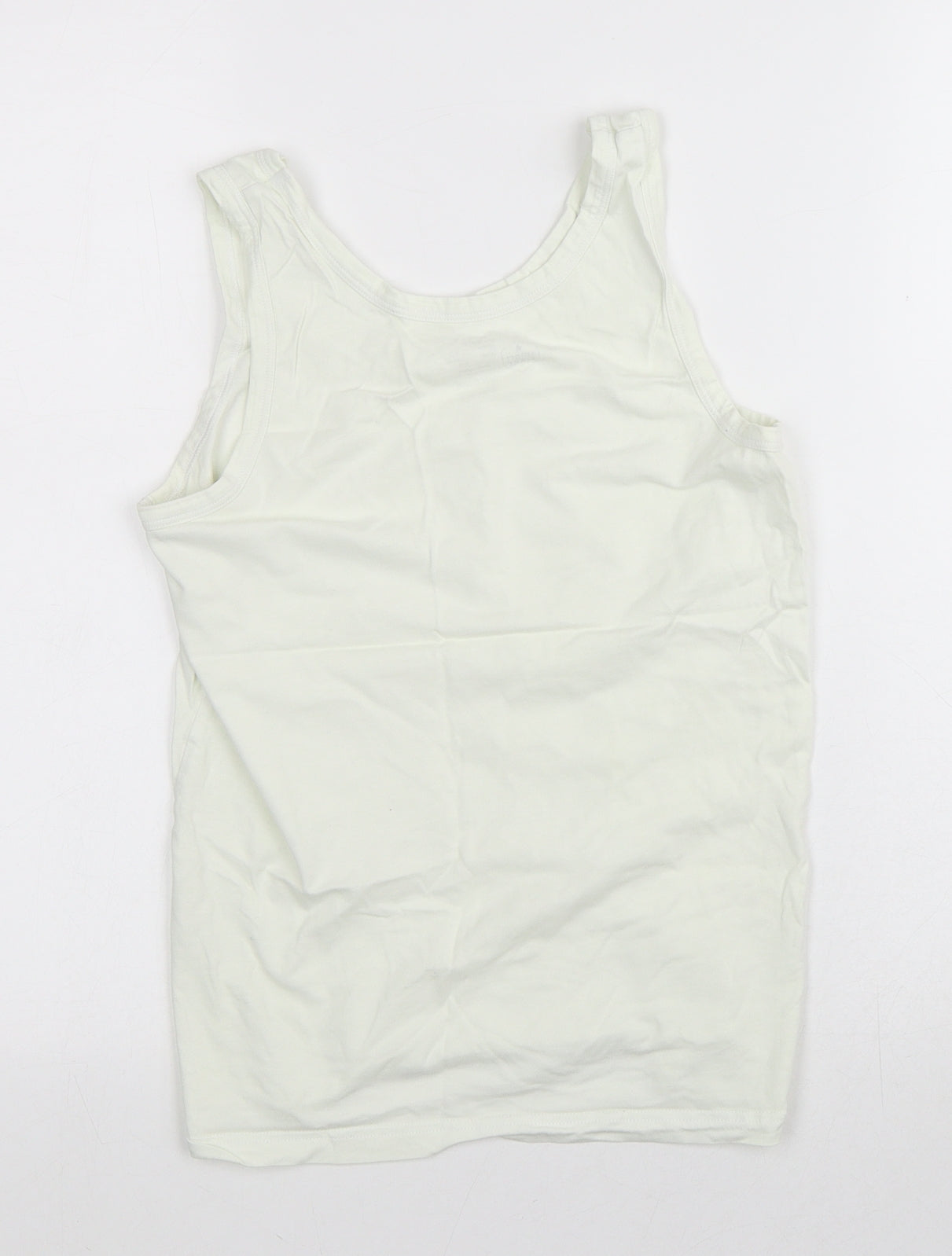 Smart Start Girls White  100% Cotton Basic Tank Size 10-11 Years Round Neck