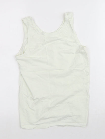 Smart Start Girls White  100% Cotton Basic Tank Size 10-11 Years Round Neck