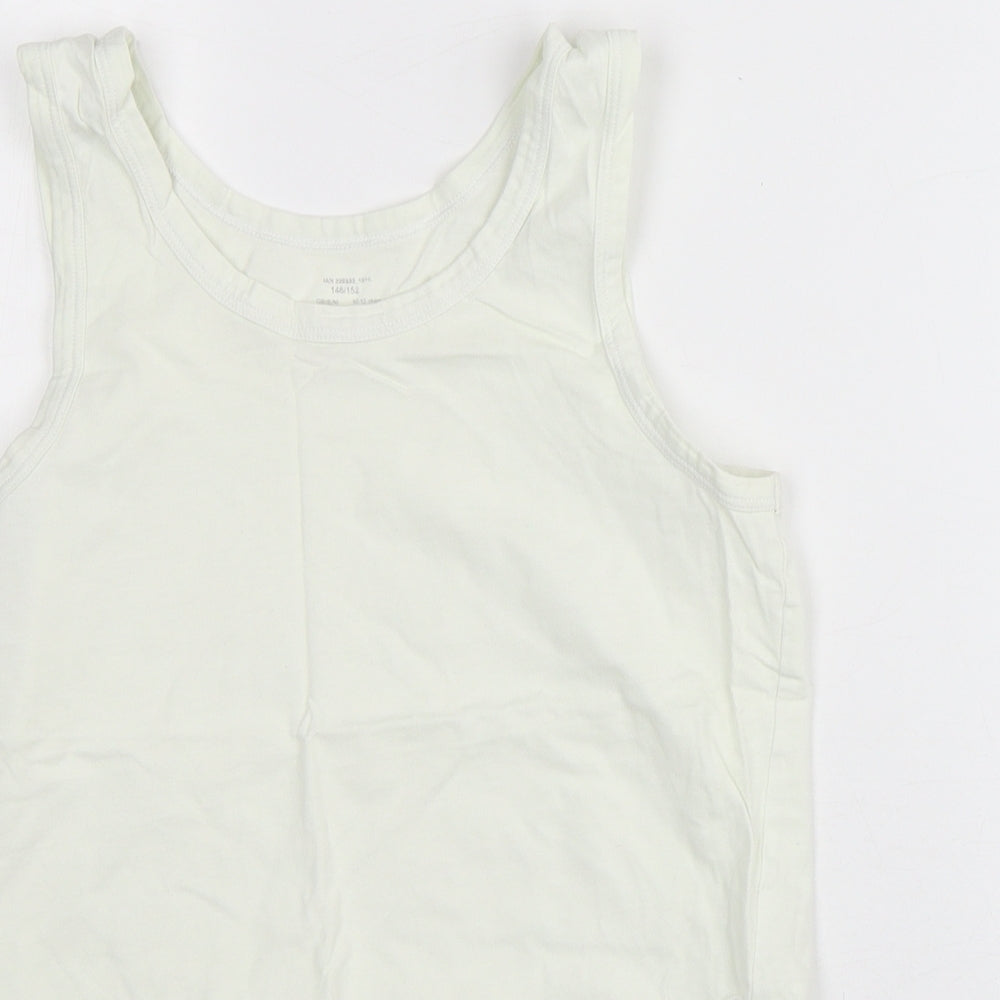 Smart Start Girls White  100% Cotton Basic Tank Size 10-11 Years Round Neck