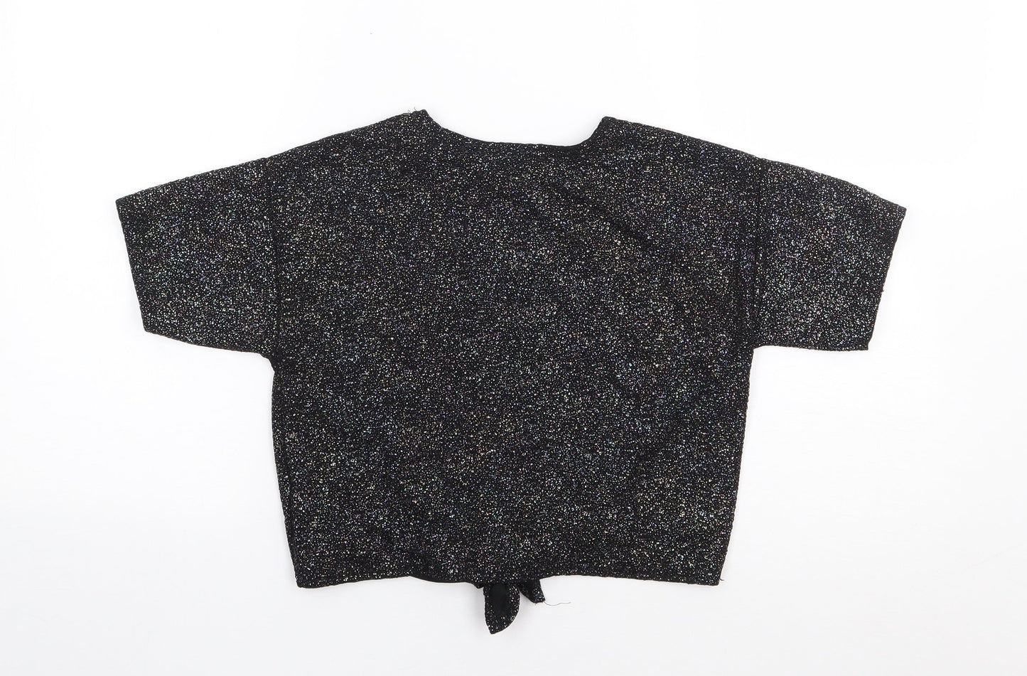 Miss E-Vie` Girls Black  Polyester Jersey T-Shirt Size 9-10 Years Crew Neck Pullover