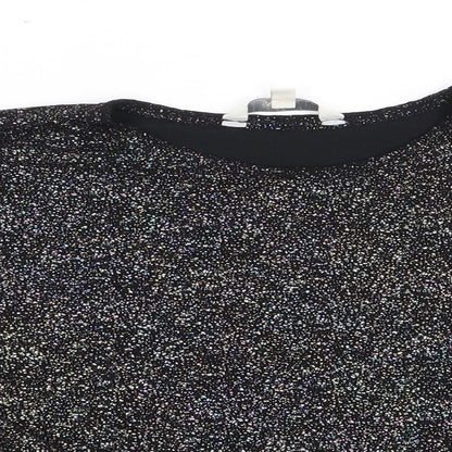 Miss E-Vie` Girls Black  Polyester Jersey T-Shirt Size 9-10 Years Crew Neck Pullover