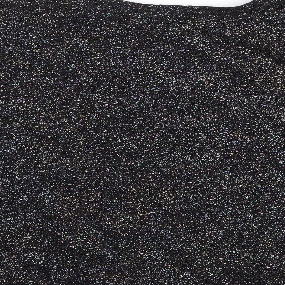 Miss E-Vie` Girls Black  Polyester Jersey T-Shirt Size 9-10 Years Crew Neck Pullover