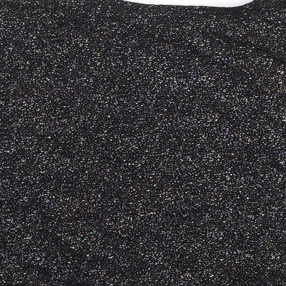 Miss E-Vie` Girls Black  Polyester Jersey T-Shirt Size 9-10 Years Crew Neck Pullover
