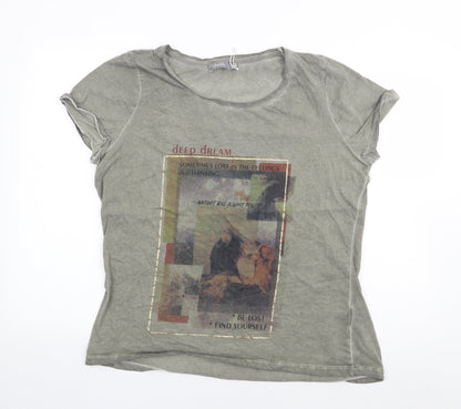 Geisha Womens Green  Polyester Jersey T-Shirt Size 14 Round Neck
