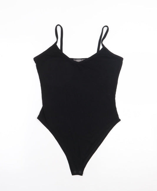 Primark Womens Black  Polyester Bodysuit One-Piece Size S  Snap - Ribber