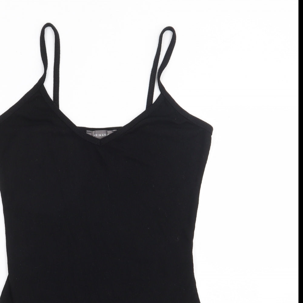 Primark Womens Black  Polyester Bodysuit One-Piece Size S  Snap - Ribber