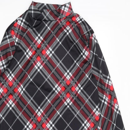Preworn Womens Red Plaid Cotton A-Line  Size M  Mock Neck Pullover