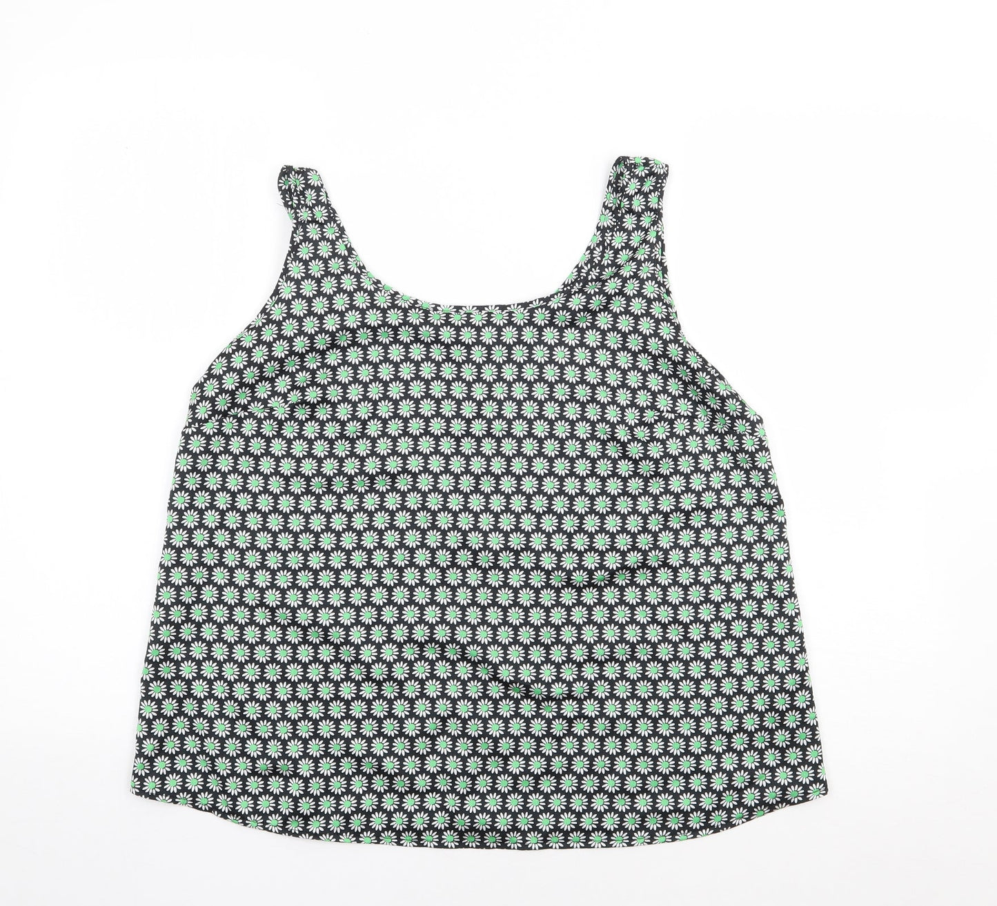 George Womens Green Floral Polyester Camisole Tank Size 12 Round Neck