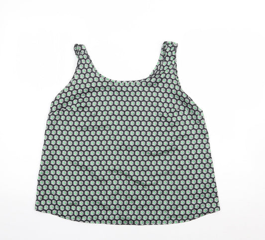 George Womens Green Floral Polyester Camisole Tank Size 12 Round Neck