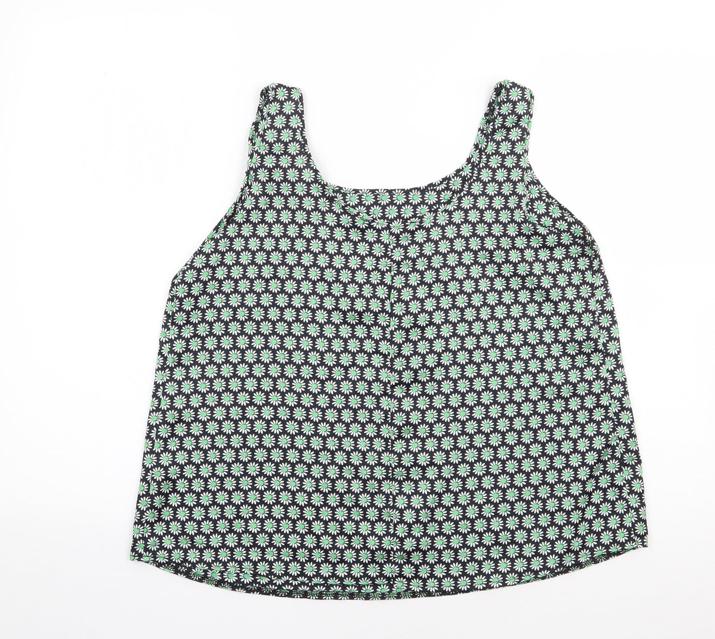 George Womens Green Floral Polyester Camisole Tank Size 12 Round Neck