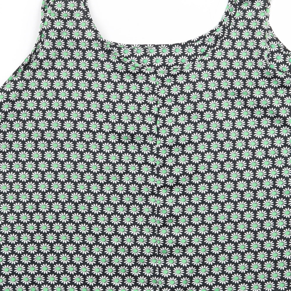 George Womens Green Floral Polyester Camisole Tank Size 12 Round Neck