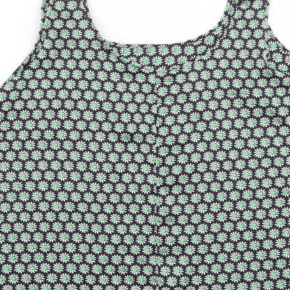 George Womens Green Floral Polyester Camisole Tank Size 12 Round Neck