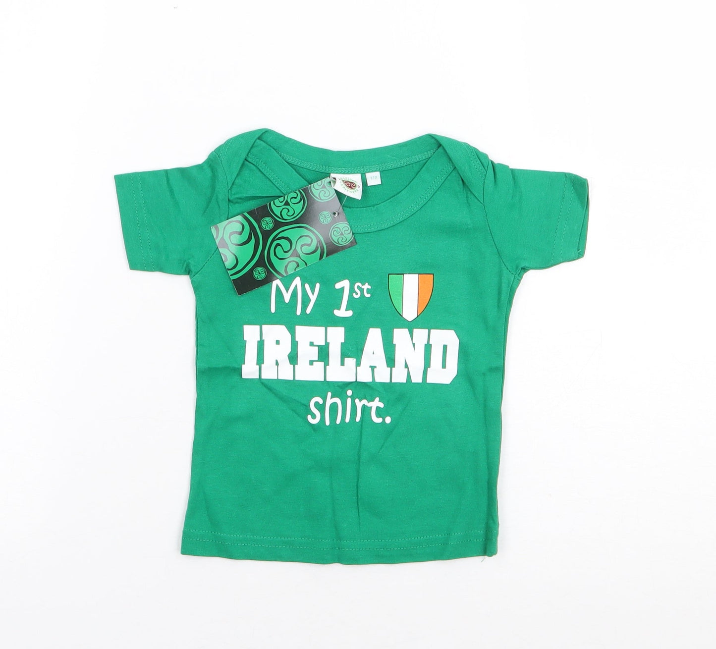 O'Neills Boys Green  100% Cotton Jersey T-Shirt Size 12-18 Months Crew Neck Pullover - Ireland