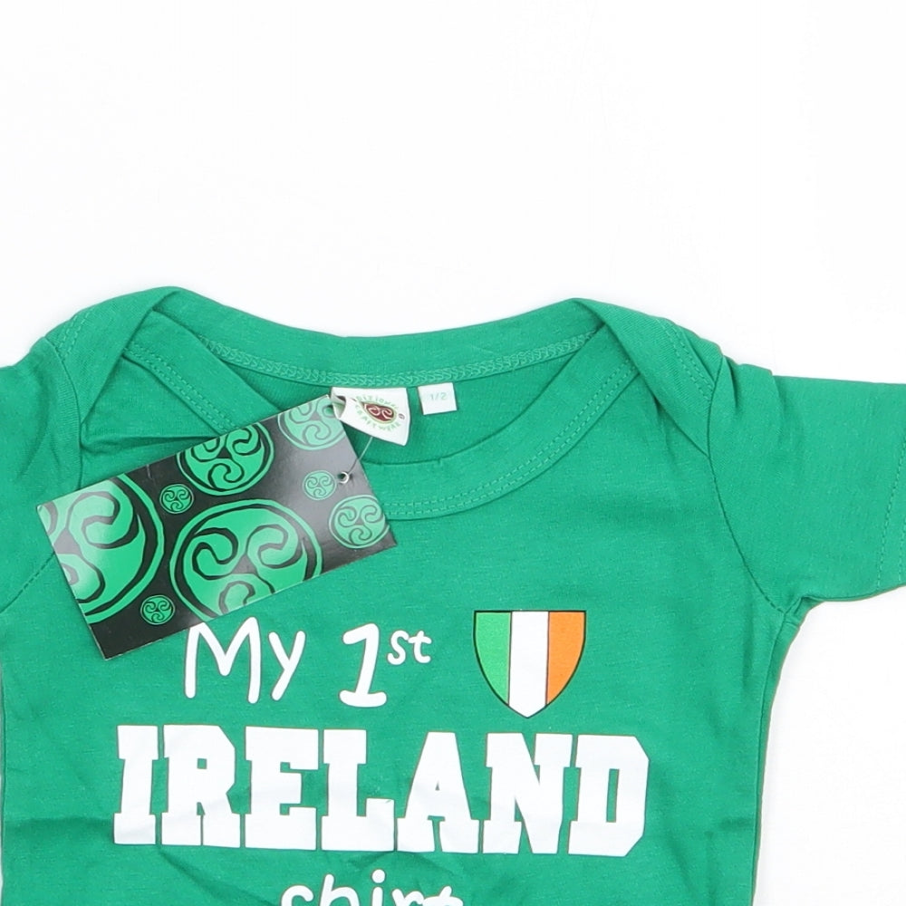 O'Neills Boys Green  100% Cotton Jersey T-Shirt Size 12-18 Months Crew Neck Pullover - Ireland