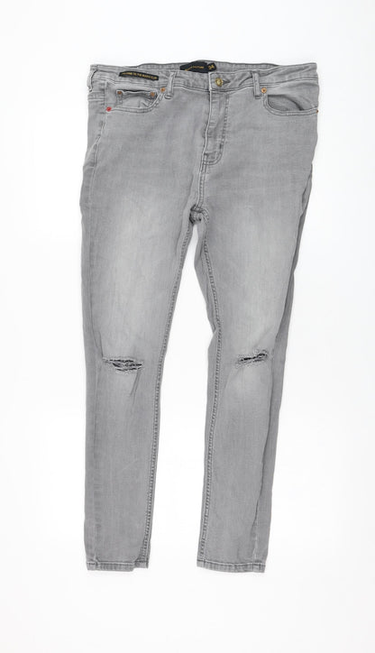 Bucks Couture Womens Grey  Cotton Skinny Jeans Size 34 in L27 in Regular Zip