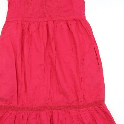 H&M Womens Pink  Cotton Shift  Size 8  V-Neck Pullover