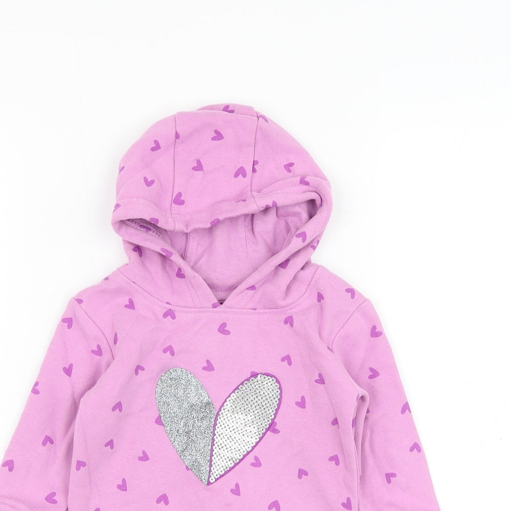 Dunnes Stores Girls Purple  Cotton Jumper Dress  Size 6-9 Months  Round Neck Pullover - Heart
