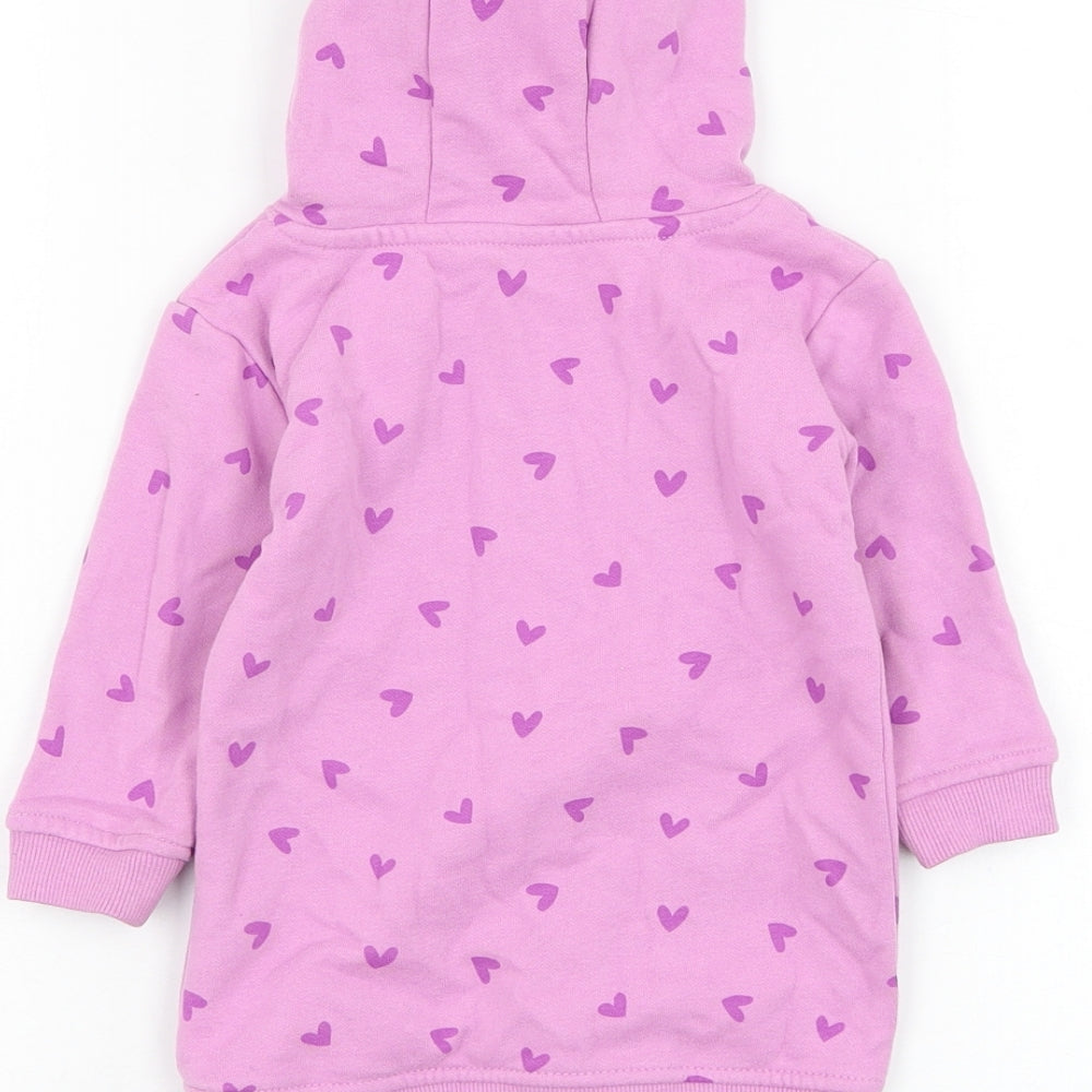 Dunnes Stores Girls Purple  Cotton Jumper Dress  Size 6-9 Months  Round Neck Pullover - Heart