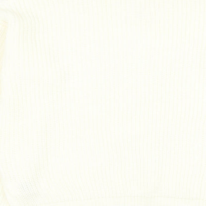 SheIn Womens Ivory V-Neck  Acrylic Pullover Jumper Size 8