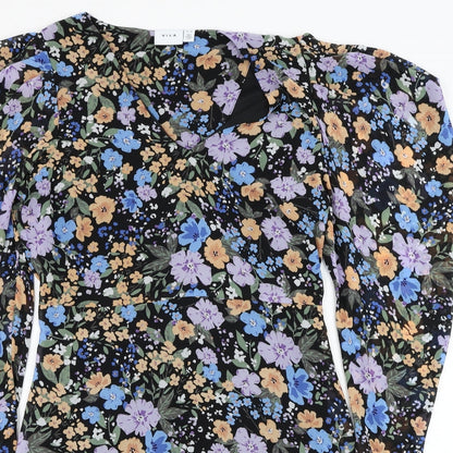Villa Womens Black  Polyester Shift  Size 10  V-Neck Pullover