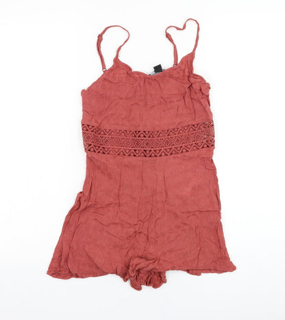 Primark Womens Red  Viscose Playsuit One-Piece Size 6 L3 in Pullover